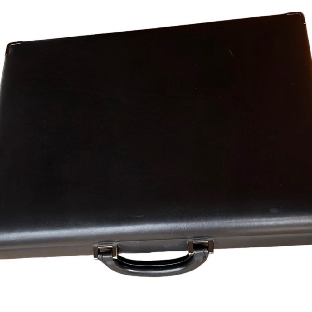 TUMI Vintage Black Leather 18” Briefcase w/ Combination Locks Hard case Travel